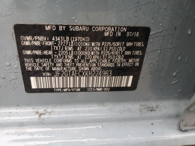 Photo 10 from auction – 2019 SUBARU CROSSTREK with VIN JF2GTAECXKH224963