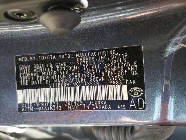 Photo 10 from auction – 2019 TOYOTA COROLLA L with VIN 2T1BURHE1KC143839