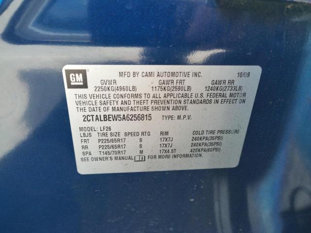 Photo 10 from auction – 2010 GMC TERRAIN SL with VIN 2CTALBEW5A6256815
