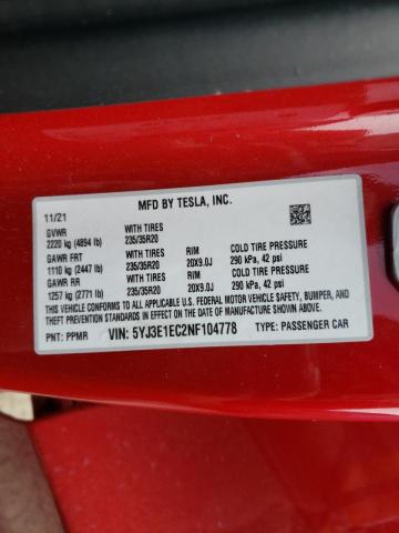 Photo 10 from auction – 2022 TESLA MODEL 3 with VIN 5YJ3E1EC2NF104778