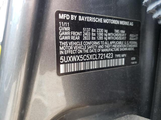 Photo 10 from auction – 2012 BMW X3 XDRIVE2 with VIN 5UXWX5C5XCL721423