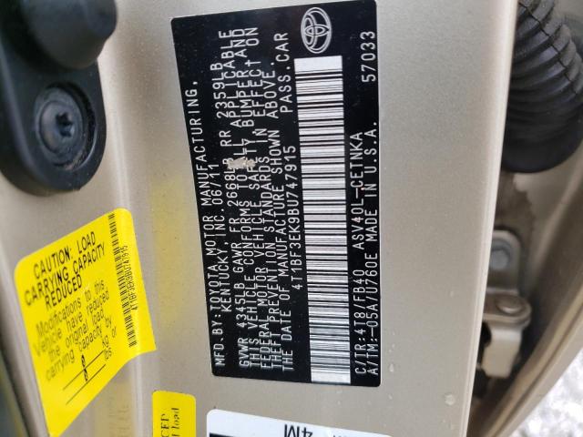 Photo 10 from auction – 2011 TOYOTA CAMRY BASE with VIN 4T1BF3EK9BU747915