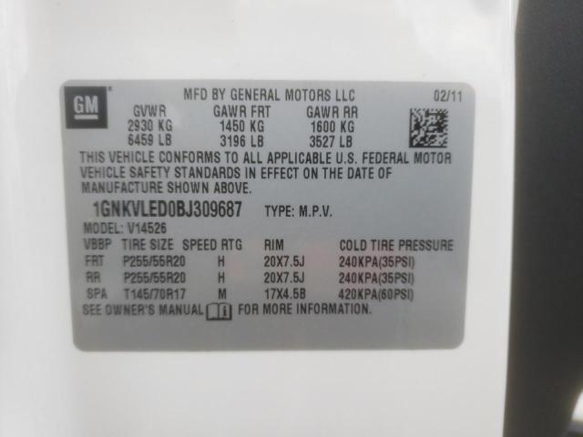 Photo 10 from auction – 2011 CHEVROLET TRAVERSE L with VIN 1GNKVLED0BJ309687