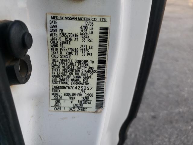 Photo 10 from auction – 2007 NISSAN FRONTIER K with VIN 1N6BD06T67C425257