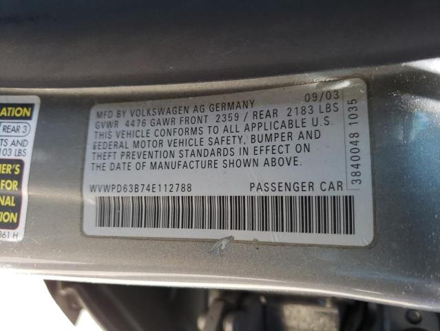 Photo 10 from auction – 2004 VOLKSWAGEN PASSAT GLS with VIN WVWPD63B74E112788
