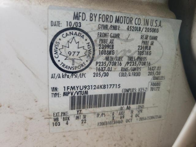 Photo 10 from auction – 2004 FORD ESCAPE XLT with VIN 1FMYU93124KB17715