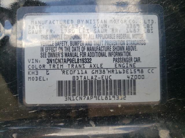Photo 10 from auction – 2014 NISSAN VERSA S with VIN 3N1CN7AP9EL819332