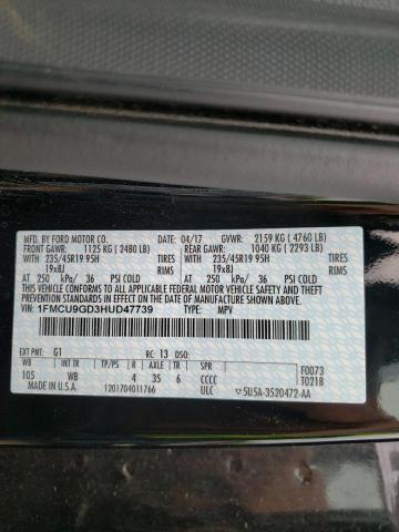 Photo 10 from auction – 2017 FORD ESCAPE SE with VIN 1FMCU9GD3HUD47739