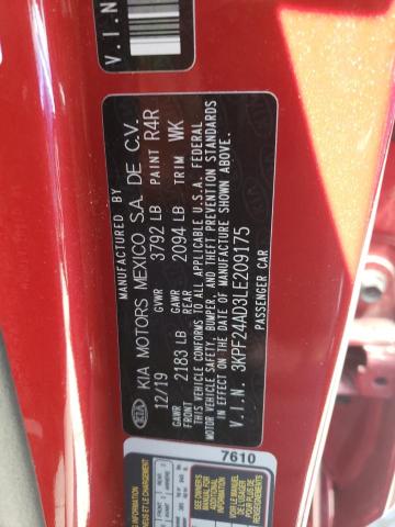 Photo 10 from auction – 2020 KIA FORTE FE with VIN 3KPF24AD3LE209175