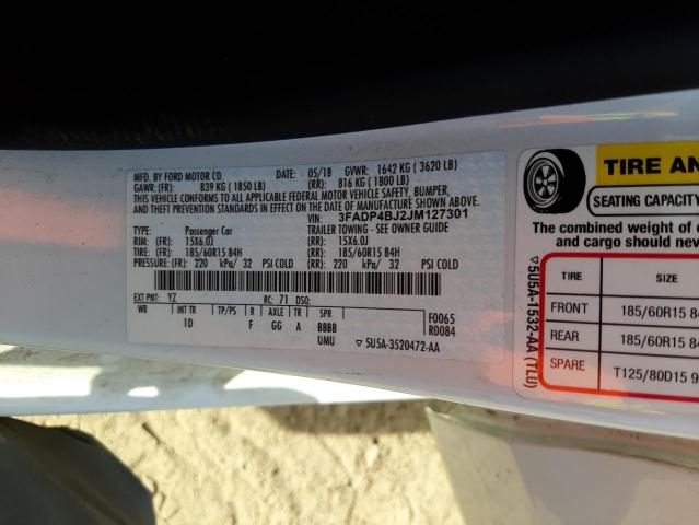 Photo 10 from auction – 2018 FORD FIESTA SE with VIN 3FADP4BJ2JM127301