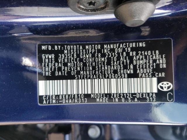 Photo 10 from auction – 2020 TOYOTA COROLLA LE with VIN 5YFEPRAE6LP060598
