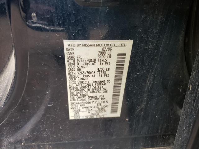 Photo 10 from auction – 2006 NISSAN ARMADA SE with VIN 5N1AA08B06N725385