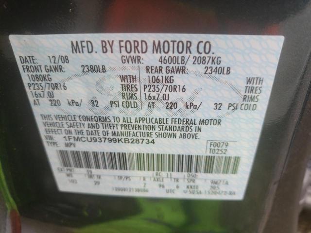 Photo 10 from auction – 2009 FORD ESCAPE XLT with VIN 1FMCU93799KB28734