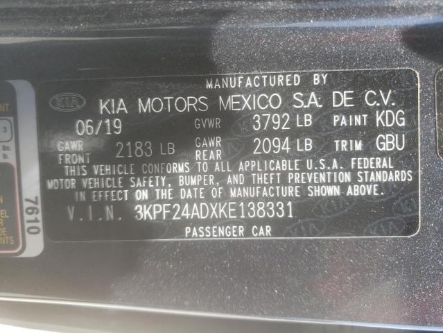 Photo 10 from auction – 2019 KIA FORTE FE with VIN 3KPF24ADXKE138331