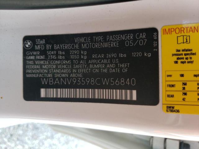 Photo 10 from auction – 2008 BMW 5 SERIES with VIN WBANV93598CW56840