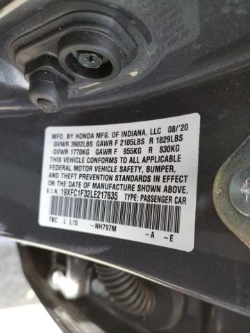 Photo 10 from auction – 2020 HONDA CIVIC EX with VIN 19XFC1F32LE217635