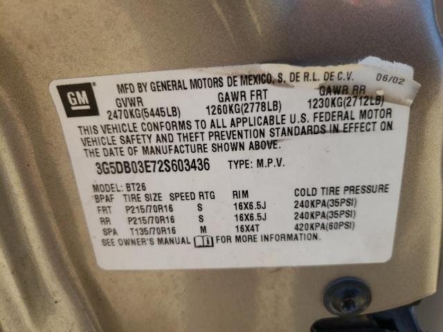 Photo 10 from auction – 2002 BUICK RENDEZVOUS with VIN 3G5DB03E72S603436