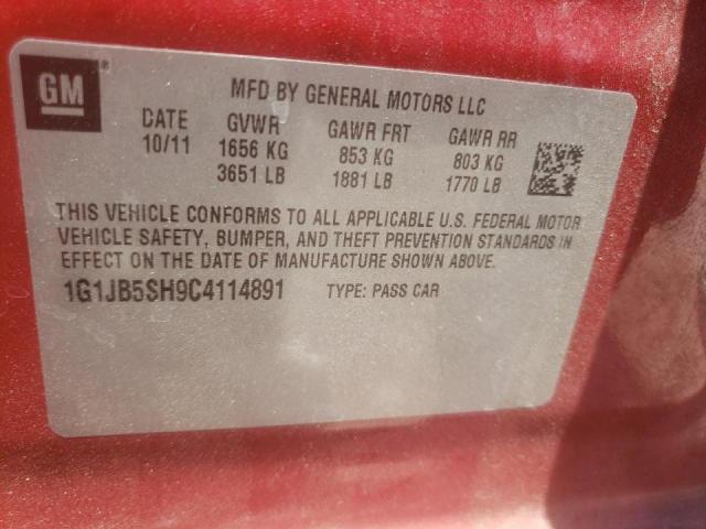 Photo 10 from auction – 2012 CHEVROLET SONIC LS with VIN 1G1JB5SH9C4114891