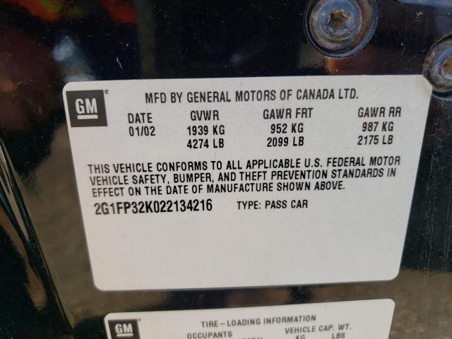 Photo 10 from auction – 2002 CHEVROLET CAMARO with VIN 2G1FP32K022134216