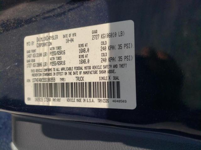 Photo 10 from auction – 2005 DODGE DAKOTA QUA with VIN 1D7HE48K55S186959