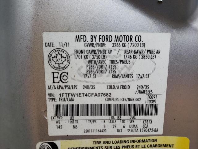 Photo 10 from auction – 2012 FORD F150 SUPER with VIN 1FTFW1ET4CFA07682