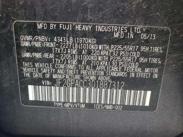 Photo 10 from auction – 2013 SUBARU XV CROSSTR with VIN JF2GPACC3D1887312