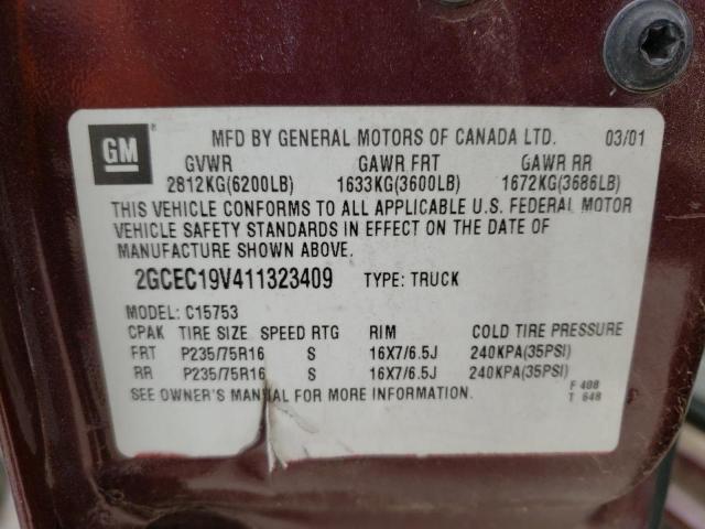 Photo 10 from auction – 2001 CHEVROLET SILVERADO with VIN 2GCEC19V411323409