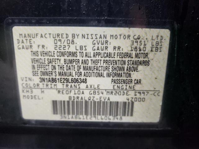 Photo 10 from auction – 2009 NISSAN SENTRA 2.0 with VIN 3N1AB61E29L606348