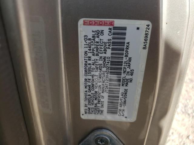 Photo 10 from auction – 2004 TOYOTA ECHO with VIN JTDAT123X40327410