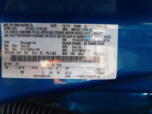 صورة رقم 10 من المزاد - 2014 FORD FOCUS SE مع VIN 1FADP3K21EL428474