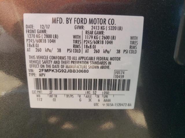 Photo 10 from auction – 2018 FORD EDGE SE with VIN 2FMPK3G92JBB30680