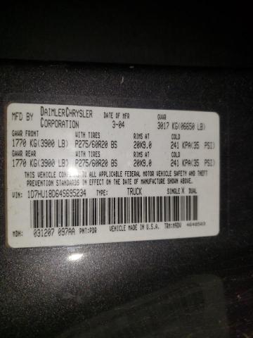Photo 10 from auction – 2004 DODGE RAM 1500 S with VIN 1D7HU18D64S695234