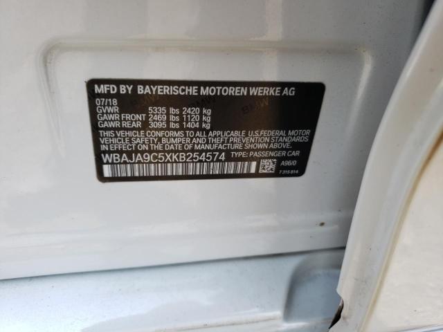 Photo 10 from auction – 2019 BMW 530E with VIN WBAJA9C5XKB254574