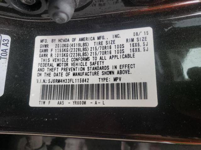 Photo 10 from auction – 2015 HONDA CR-V LX with VIN 5J6RM4H33FL115842