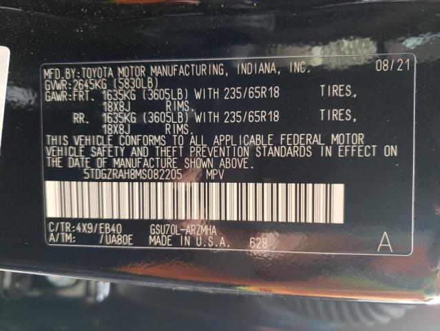 Photo 10 from auction – 2021 TOYOTA HIGHLANDER with VIN 5TDGZRAH8MS082205