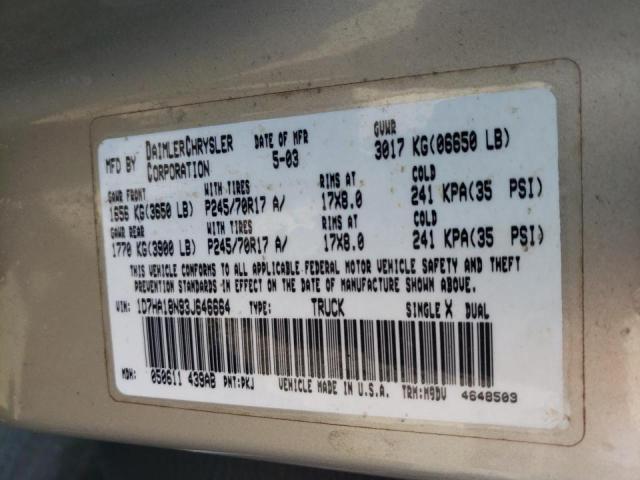 Photo 10 from auction – 2003 DODGE RAM 1500 with VIN 1D7HA18N93J646664
