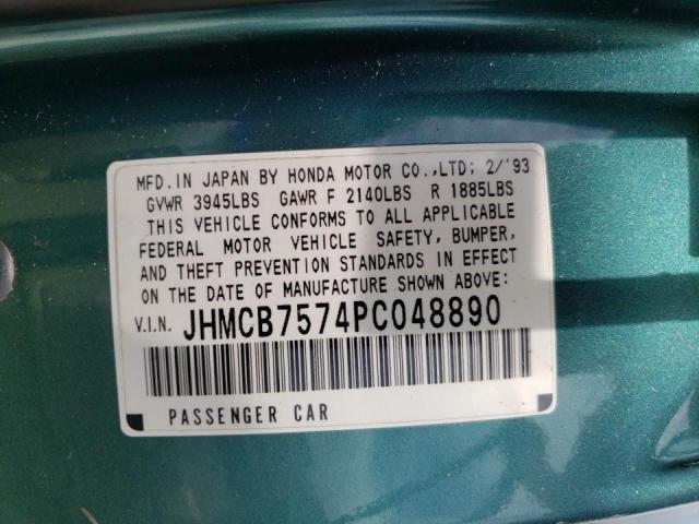 Photo 10 from auction – 1993 HONDA ACCORD EX with VIN JHMCB7574PC048890