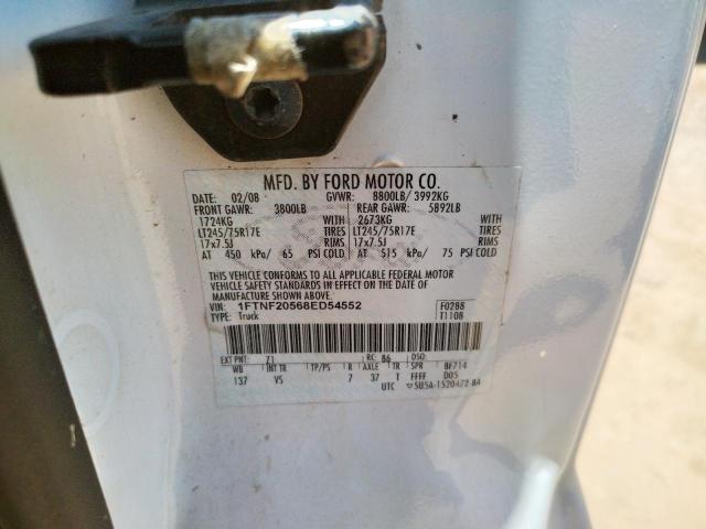 Photo 10 from auction – 2008 FORD F250 SUPER with VIN 1FTNF20568ED54552