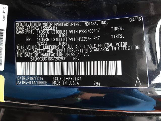 Photo 10 from auction – 2016 TOYOTA SIENNA LE with VIN 5TDKK3DC1GS720293