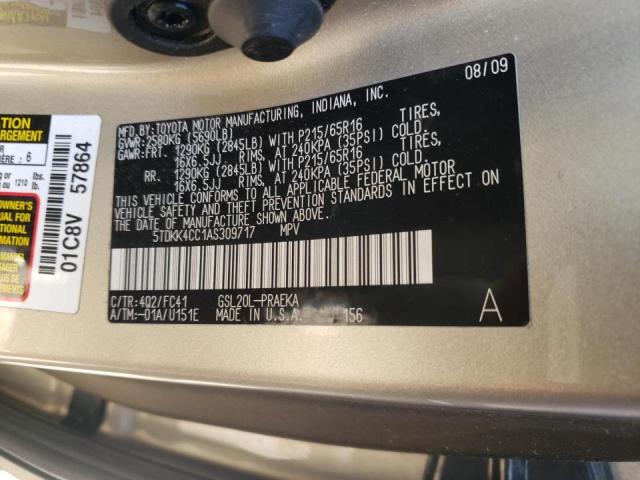 Photo 10 from auction – 2010 TOYOTA SIENNA CE with VIN 5TDKK4CC1AS309717