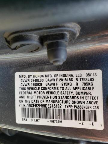 Photo 10 from auction – 2013 HONDA CIVIC LX with VIN 19XFB2F55DE245182