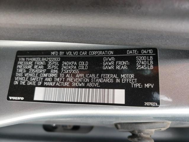 Photo 10 from auction – 2010 VOLVO XC60 3.2 with VIN YV4982DL8A2122933