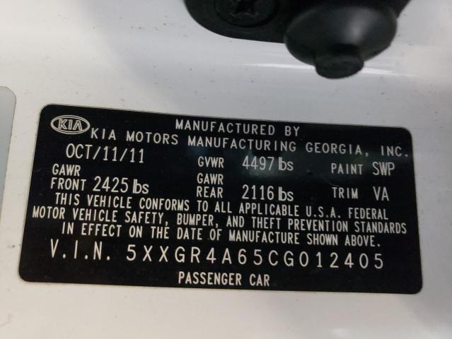 Photo 10 from auction – 2012 KIA OPTIMA SX with VIN 5XXGR4A65CG012405