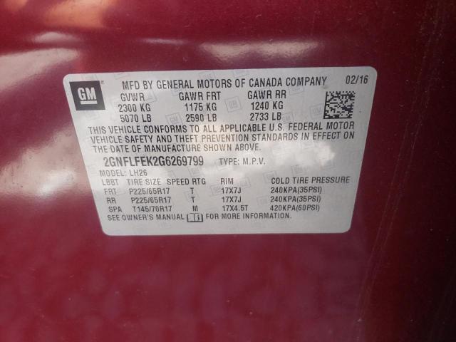 Photo 10 from auction – 2016 CHEVROLET EQUINOX LT with VIN 2GNFLFEK2G6269799