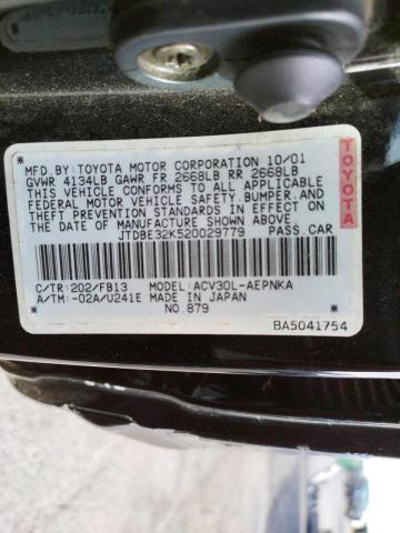 Photo 10 from auction – 2002 TOYOTA CAMRY LE with VIN JTDBE32K520029779
