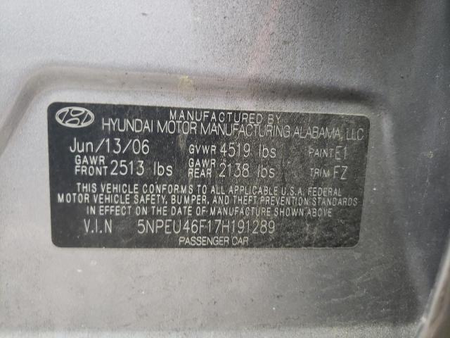 Photo 10 from auction – 2007 HYUNDAI SONATA SE with VIN 5NPEU46F17H191289