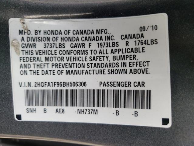 Photo 10 from auction – 2011 HONDA CIVIC EXL with VIN 2HGFA1F96BH506306