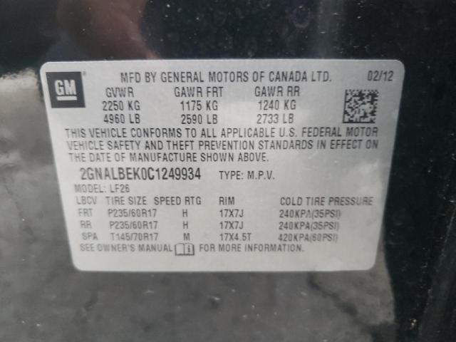 Photo 10 from auction – 2012 CHEVROLET EQUINOX LS with VIN 2GNALBEK0C1249934