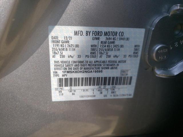 Photo 10 from auction – 2022 FORD EXPLORER X with VIN 1FMSK8DH2NGA19595
