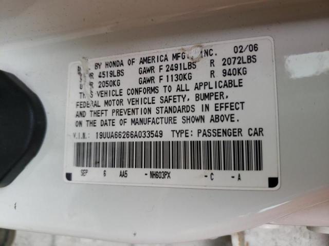 Photo 10 from auction – 2006 ACURA 3.2TL with VIN 19UUA66266A033549